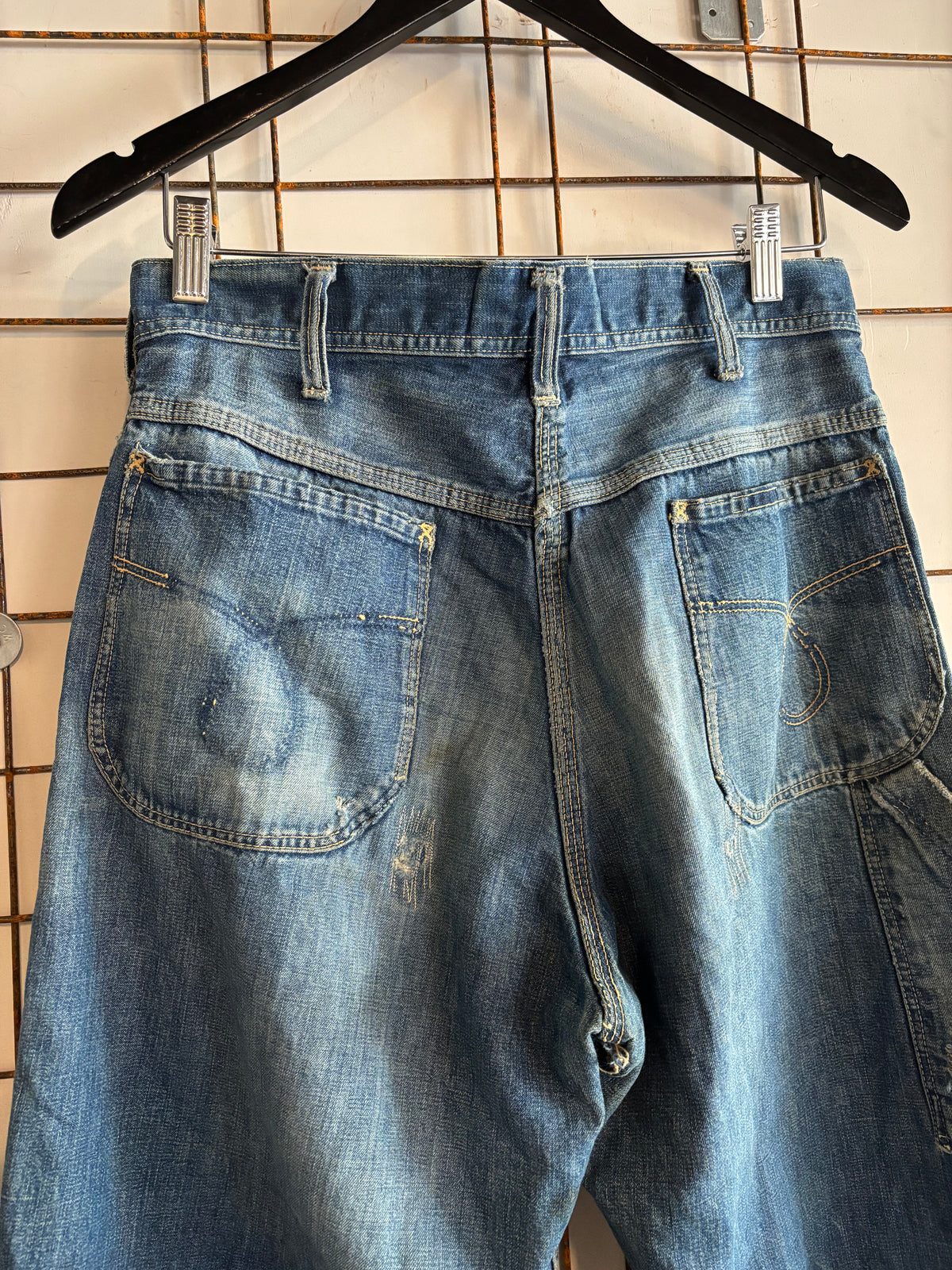 Vintage 1970s KEY Distressed Faded Repaired Denim Jeans