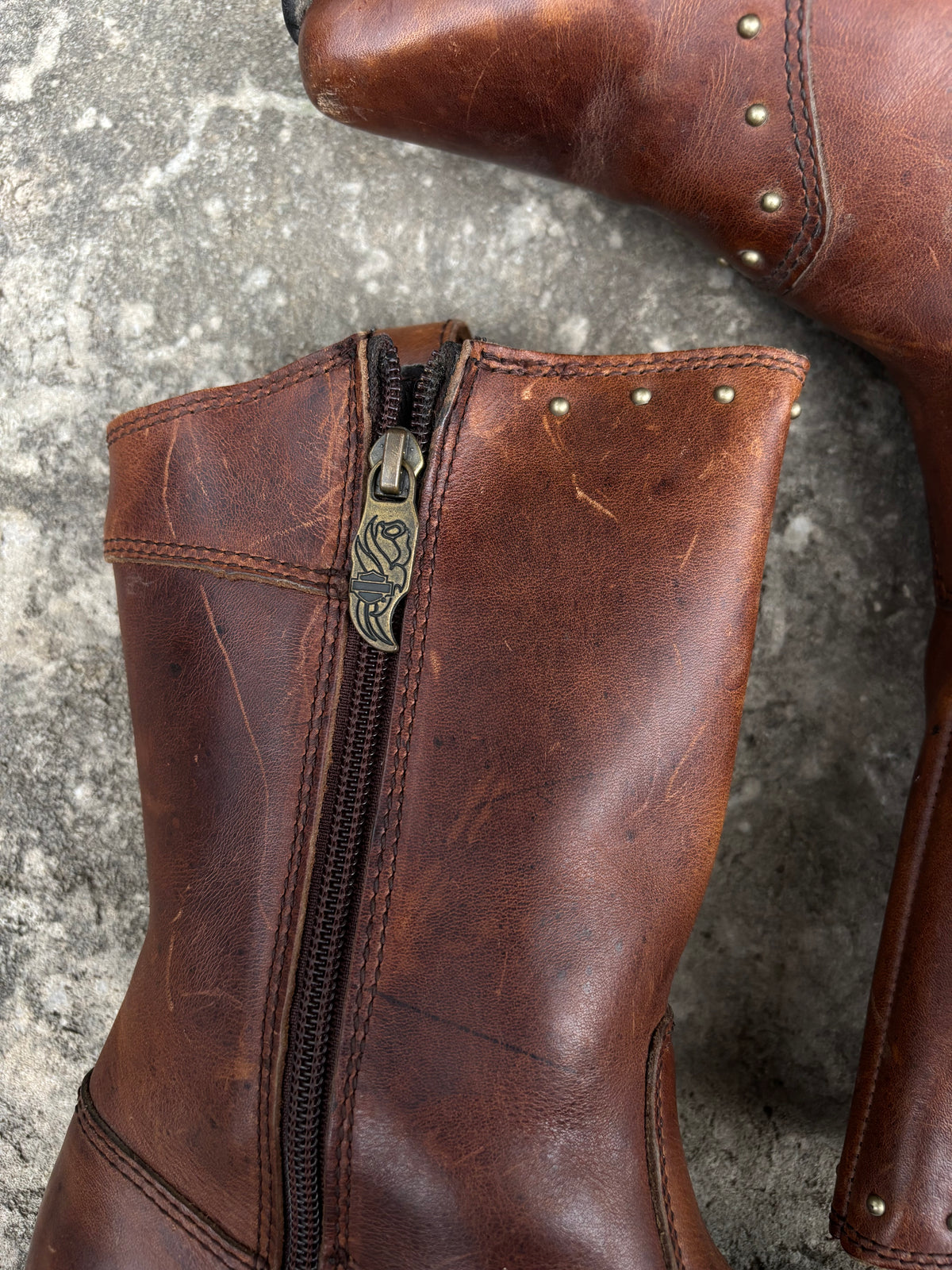 Vintage Harley Davidson Studded Pointed Boots