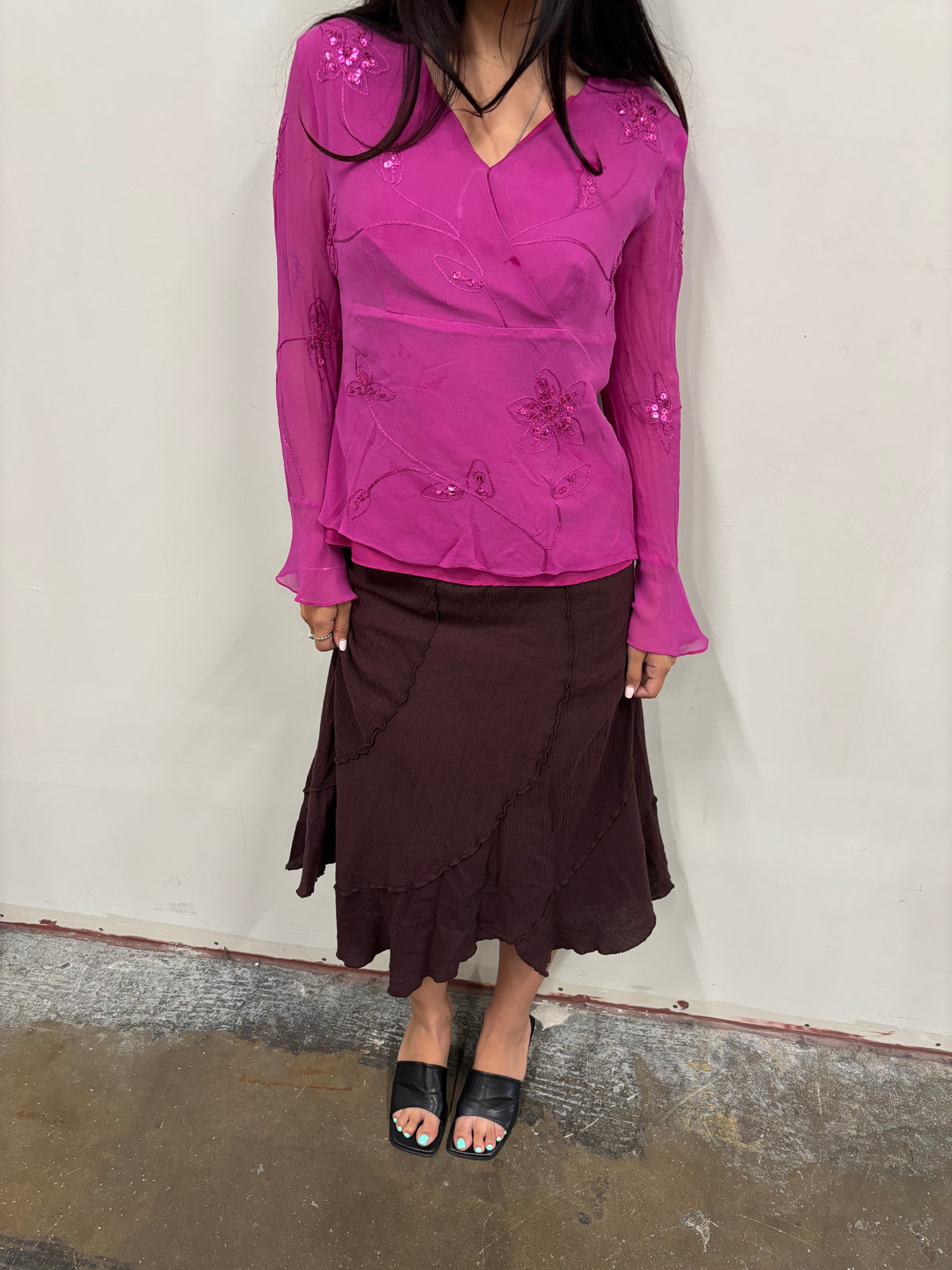 Ann Carson Beaded Silk Top