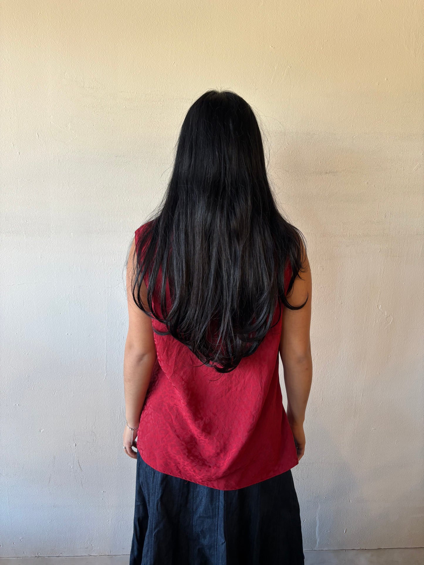 Vintage Red Silk Blouse