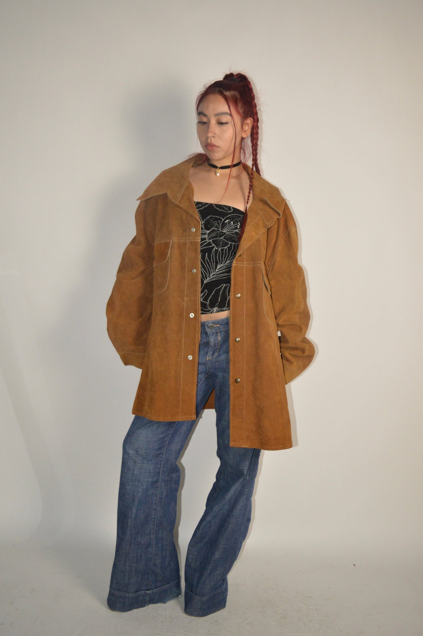 Vintage Brown Leather Suede Jacket