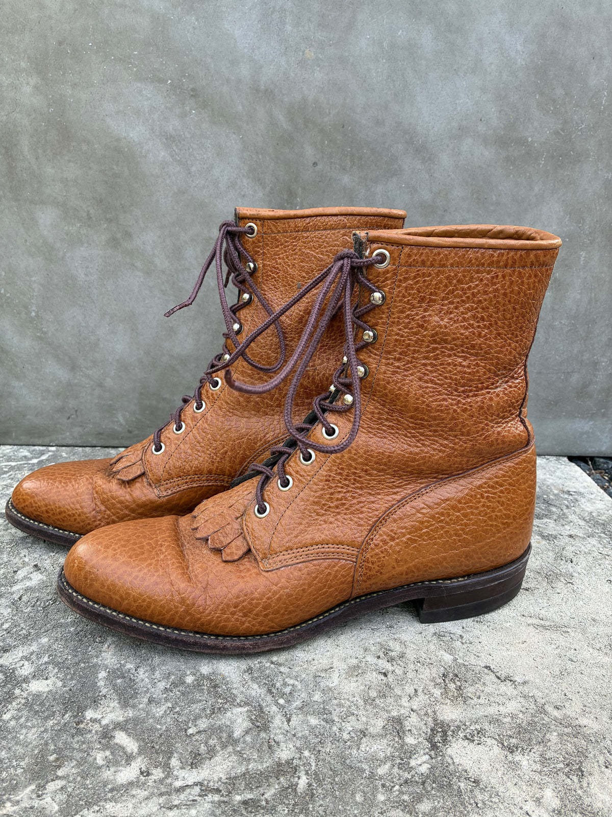Vintage 80s Bullhide Justin Brown Lace Up Boots