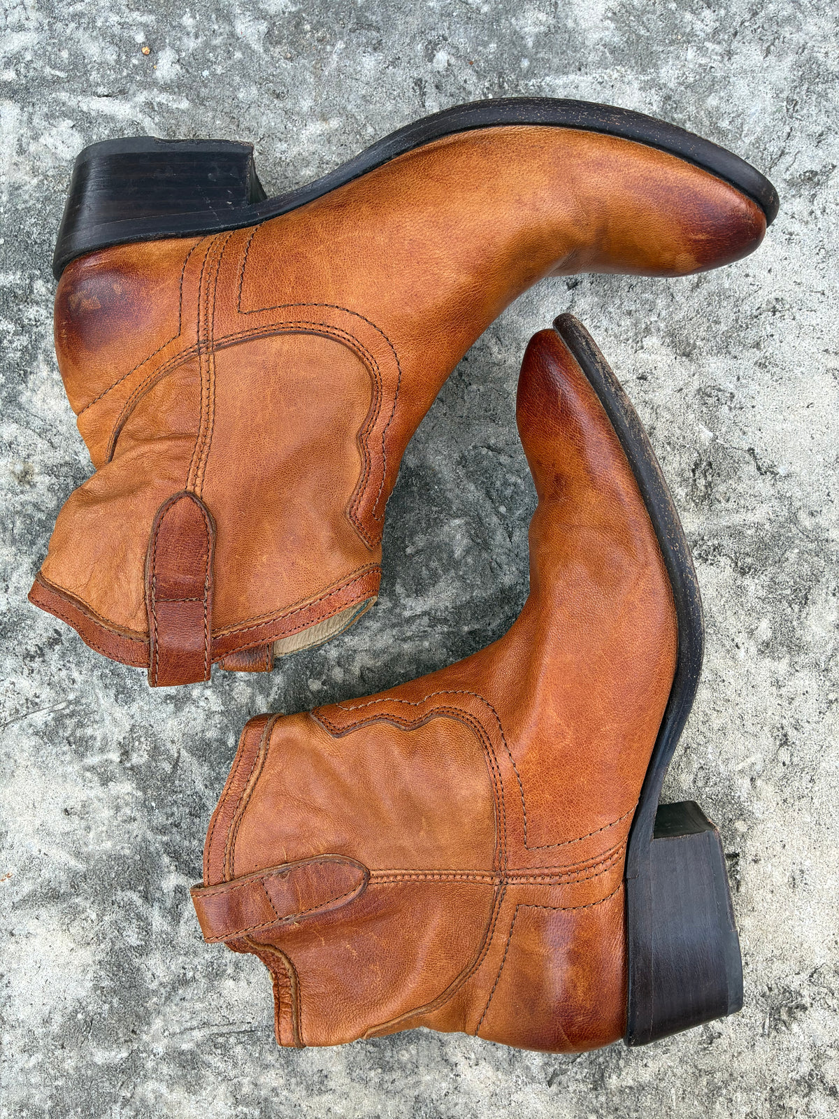 Vintage Brown Frye Billy Short Leather Boots