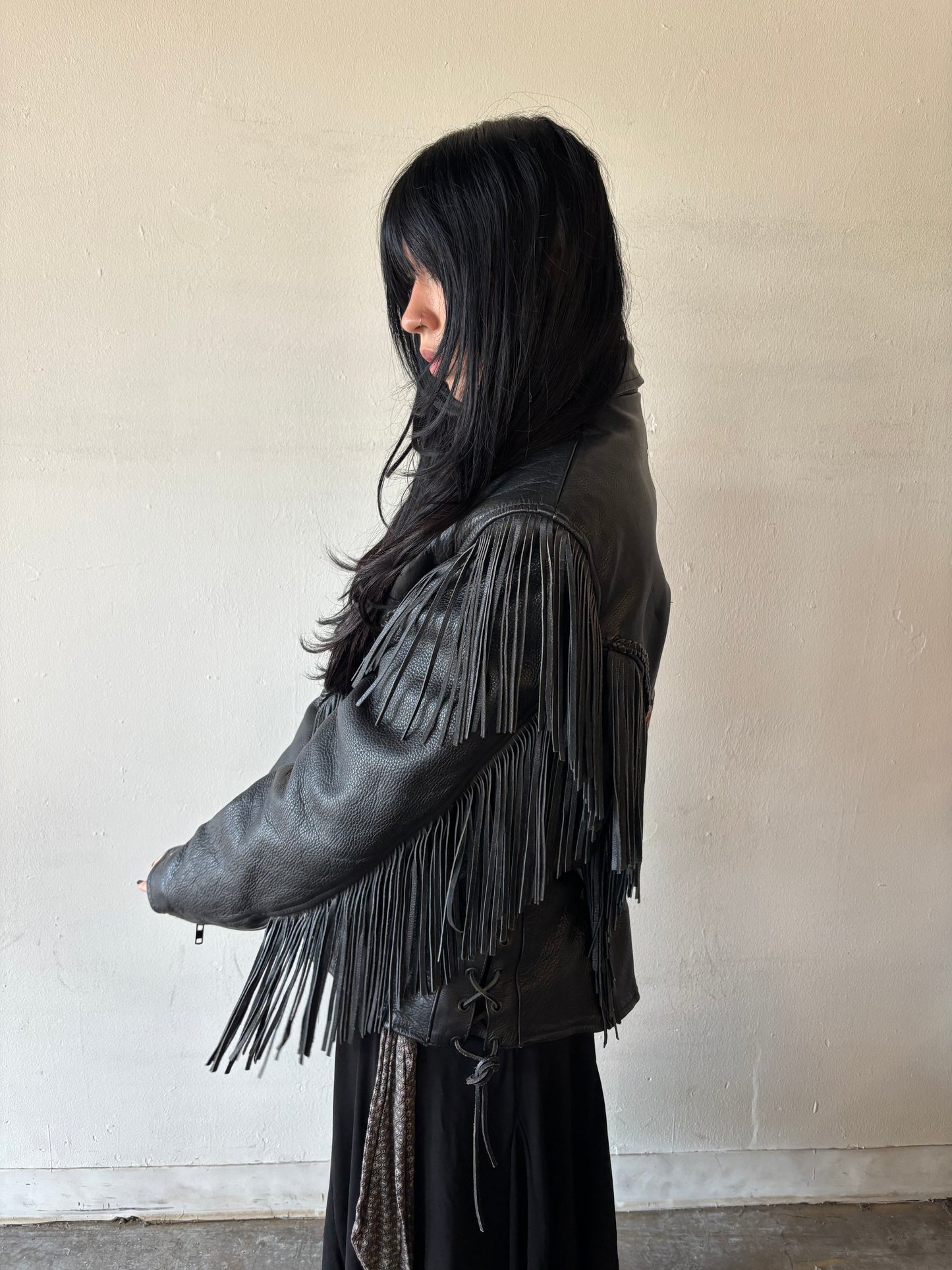 Vintage Leather Fringed Leather Jacket