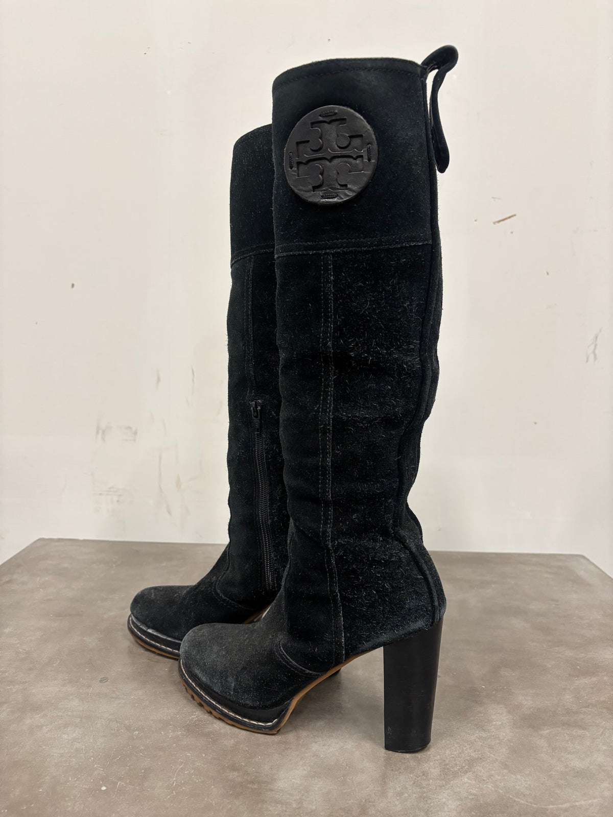 Tory Burch Black Suede Knee High Boots