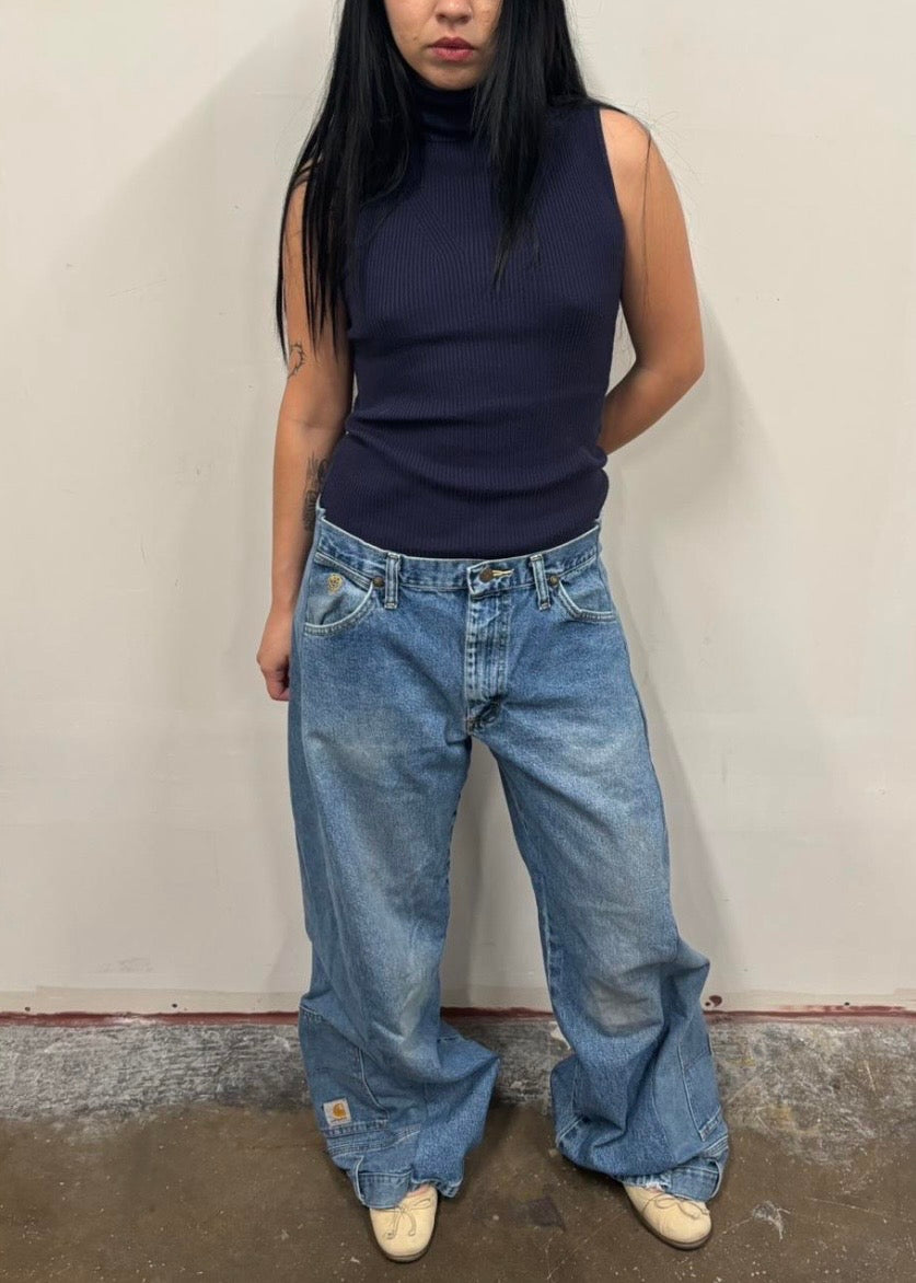 Reworked Wrangler Split Jeans