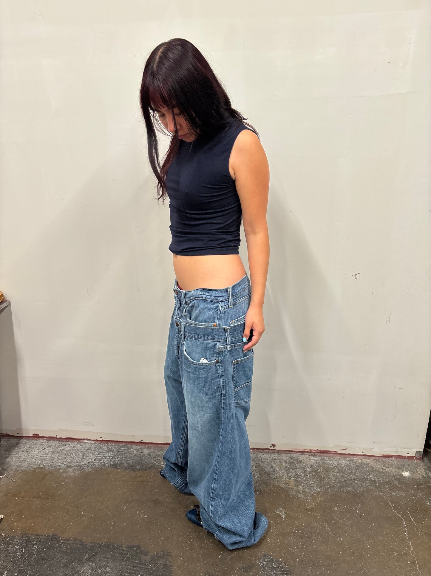 Reworked Double Denim Jeans