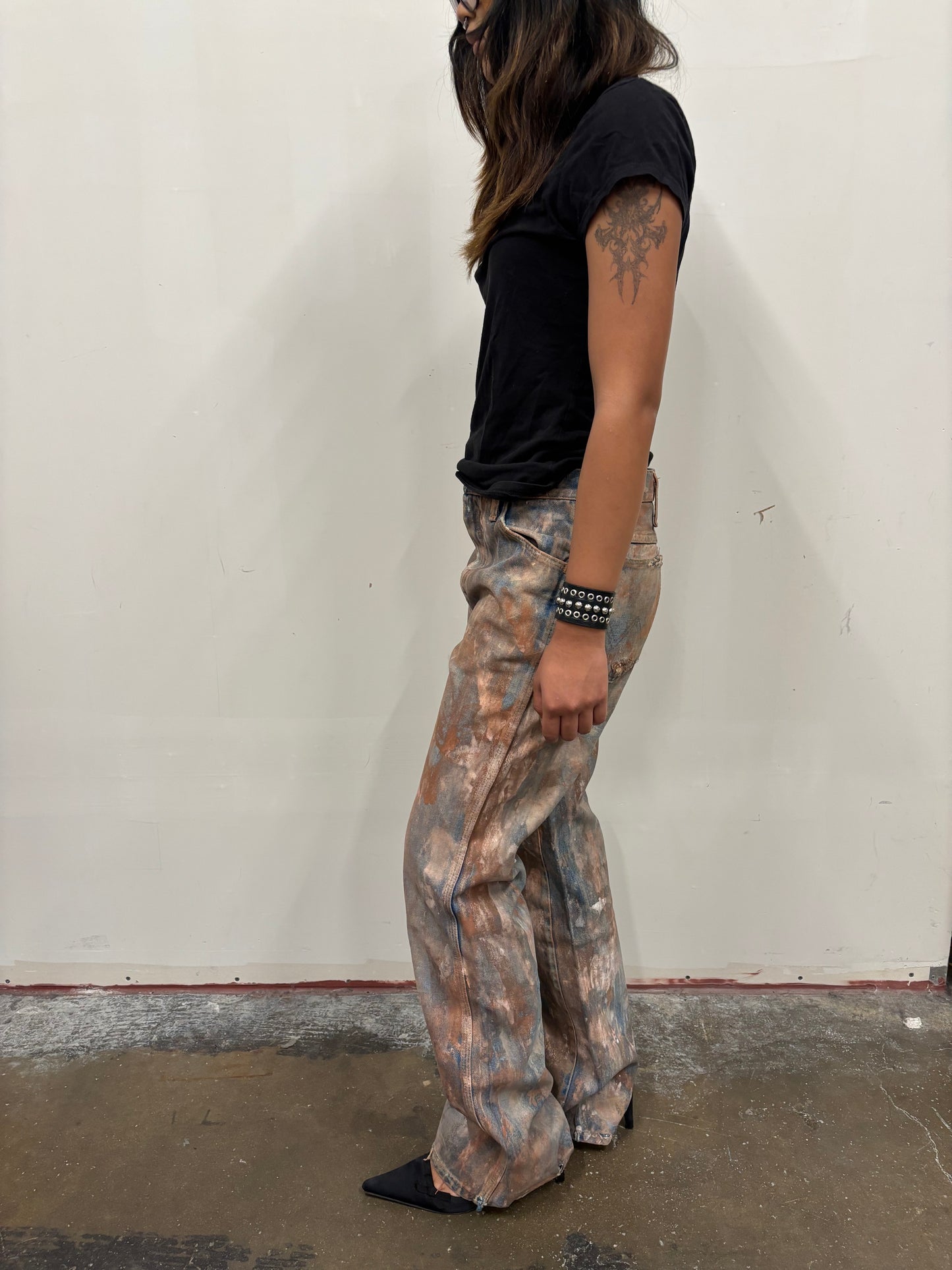 Vintage Wrangler Hand Painted Rusty Jeans
