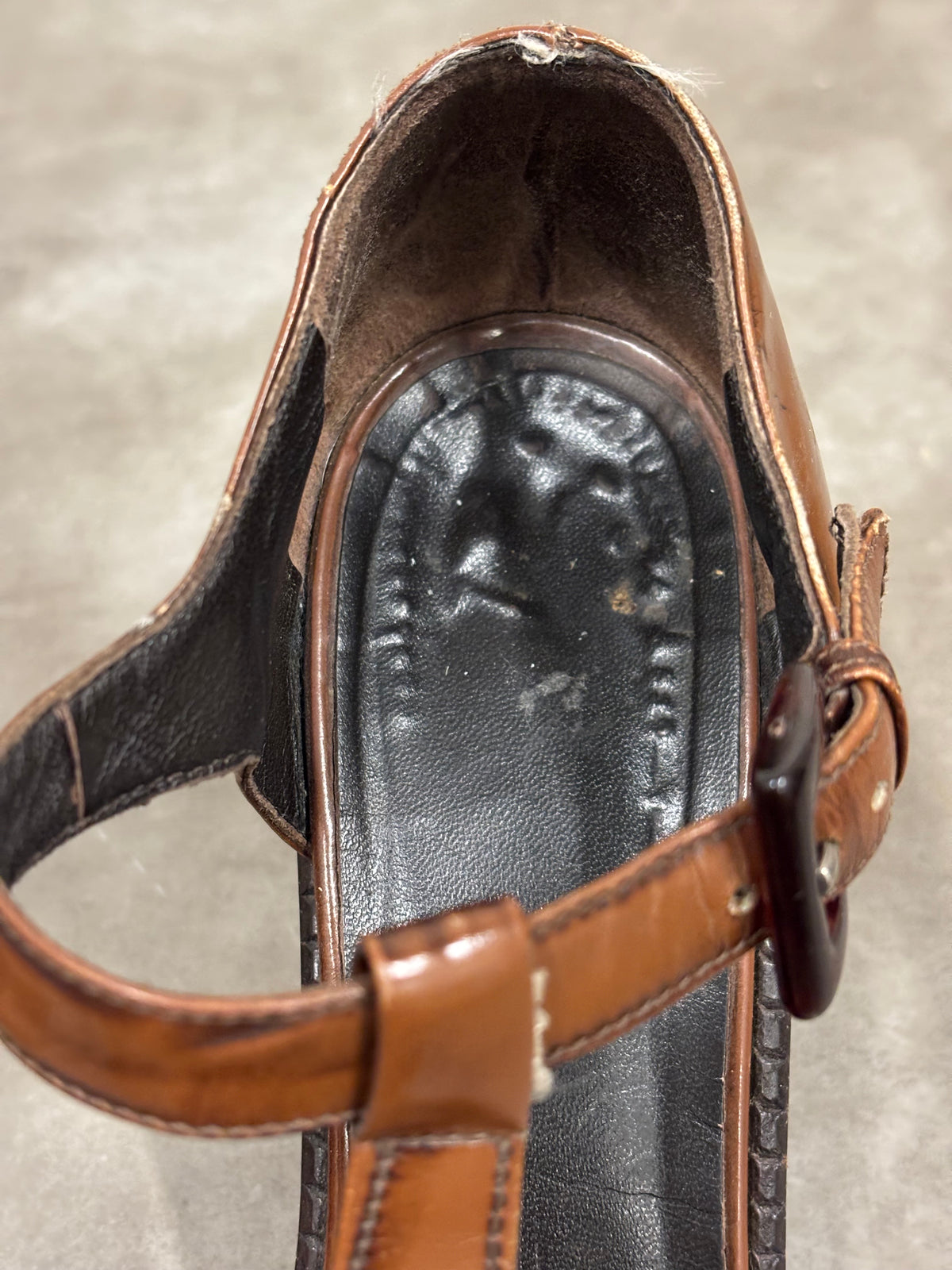Vintage Prada Brown Leather Mary Jane Heels