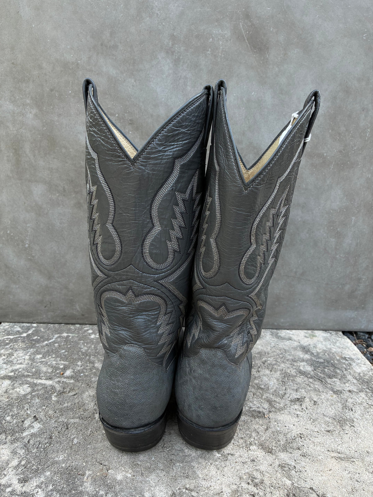 Vintage 1980s Panhandle Slim Gray Leather Cowboy Boots