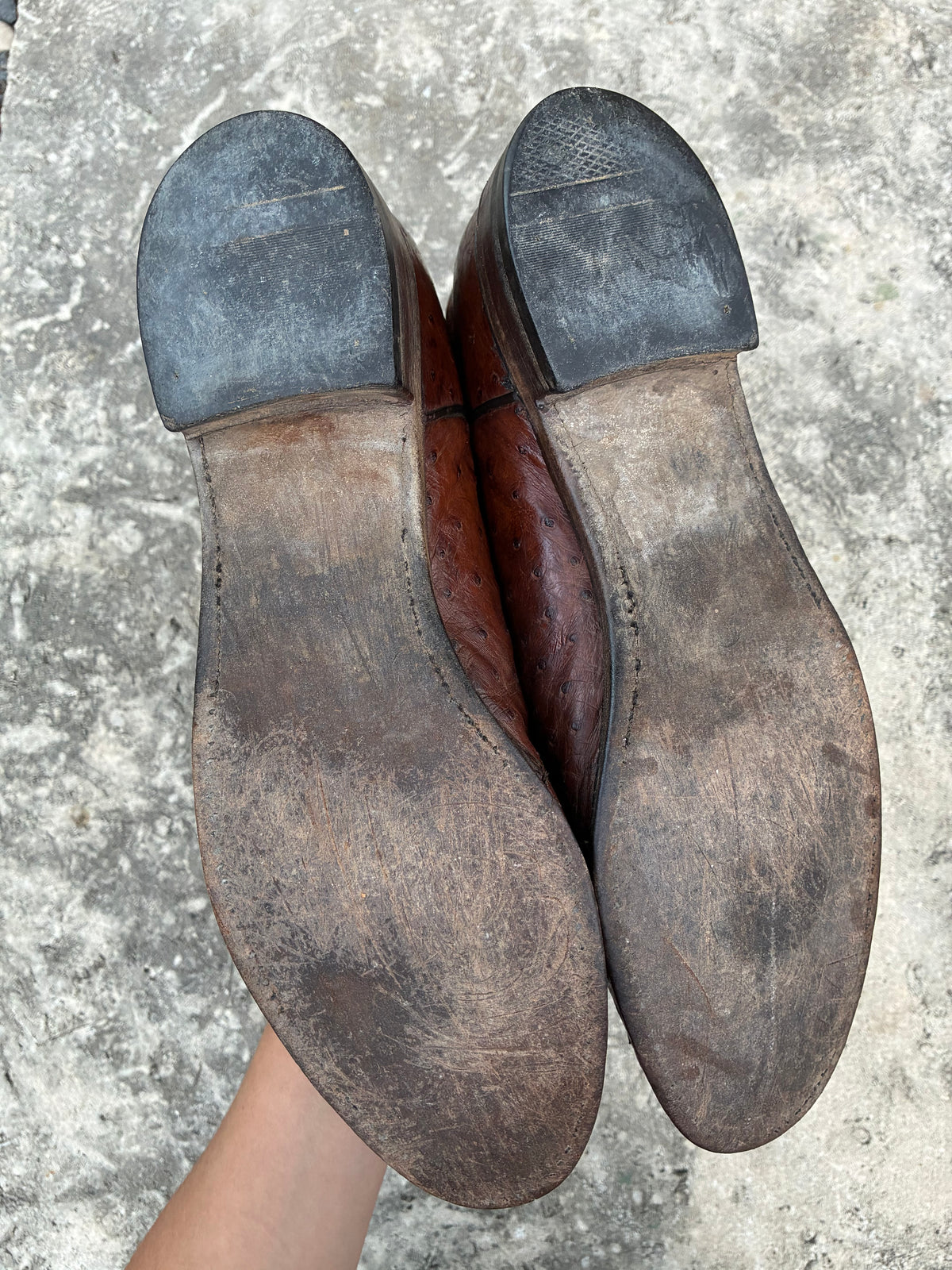 Vintage 1980s Justin Brown Ostrich Leather Cowboy Boots