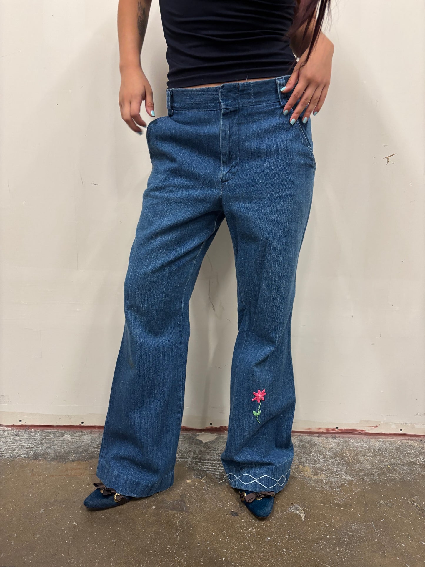 Vintage Bell Bottom Blue Jeans