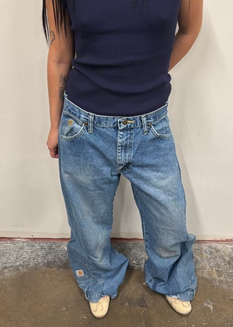 Reworked Wrangler Split Jeans