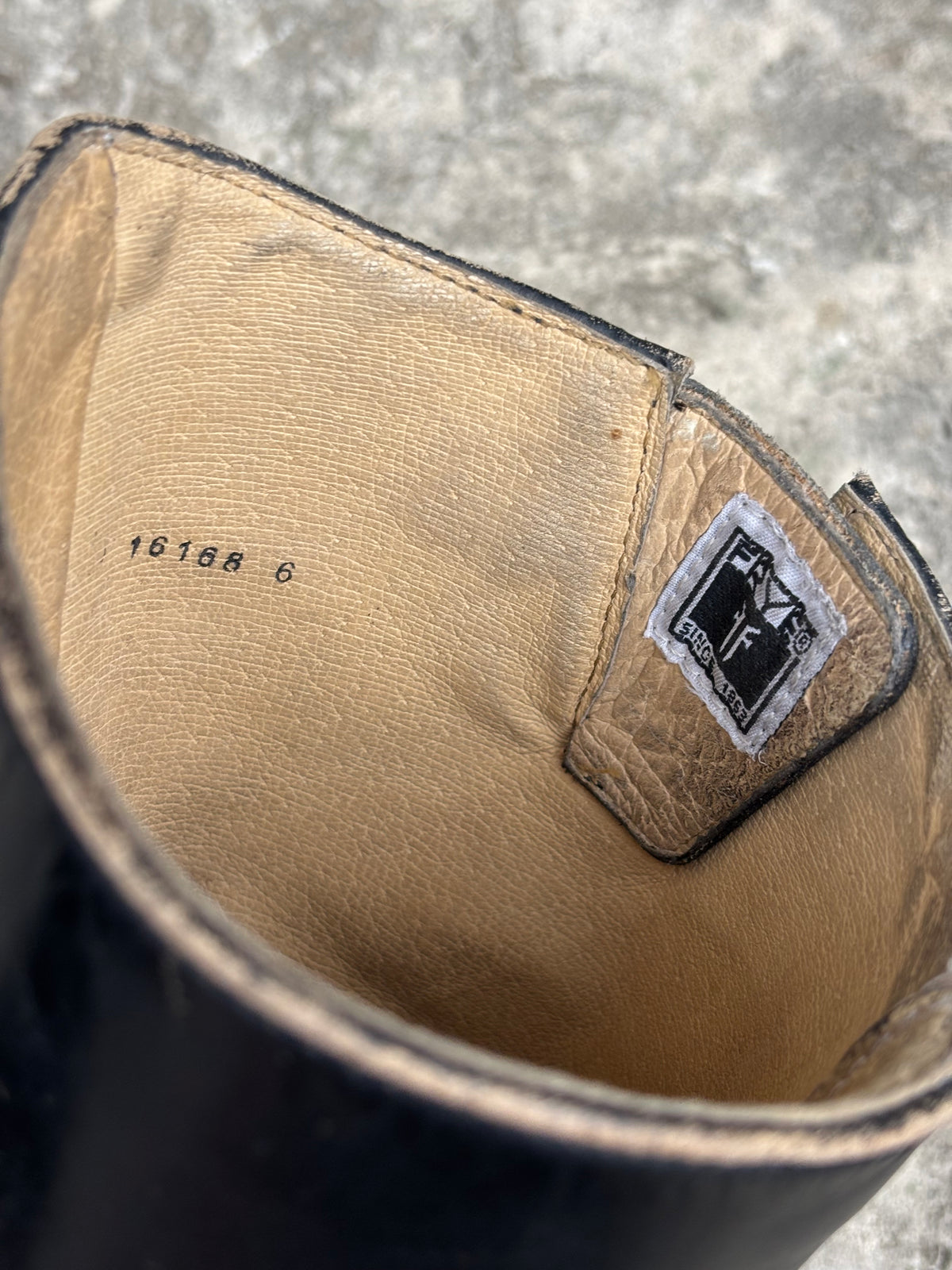 Vintage Frye Distressed Black Leather Harness Boots