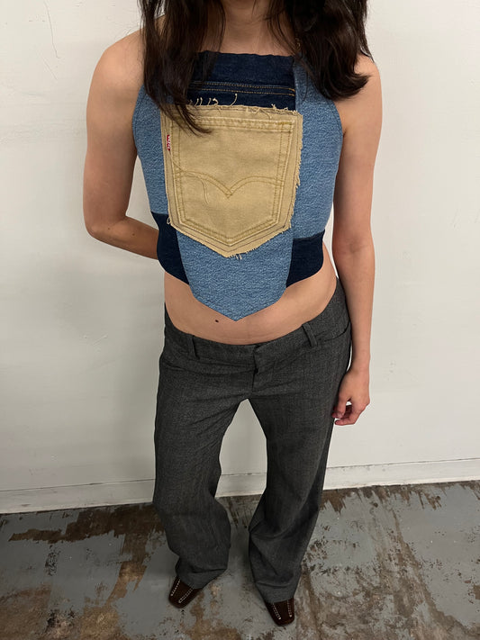 Reconstructed Levi’s Denim Halter Top