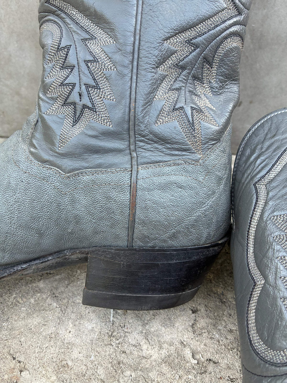 Vintage 1980s Panhandle Slim Gray Leather Cowboy Boots