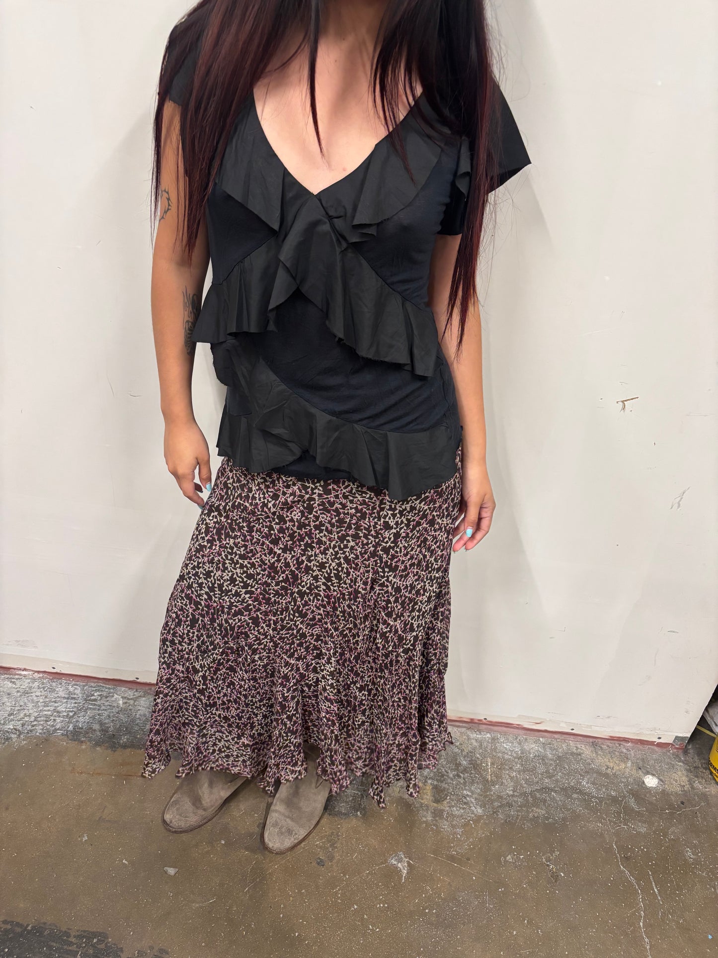 Black Ruffled Top