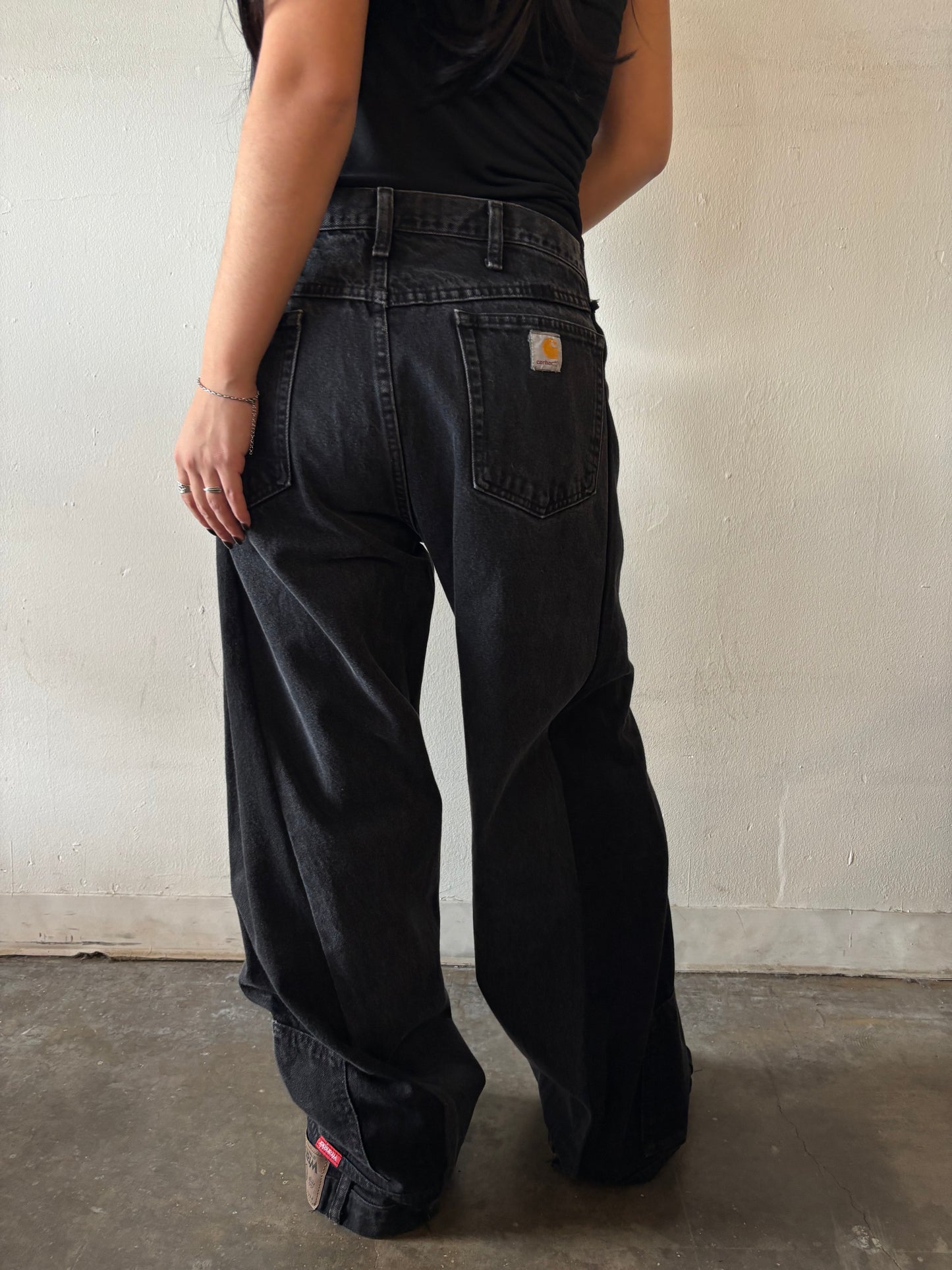 Reworked Black Split Jeans