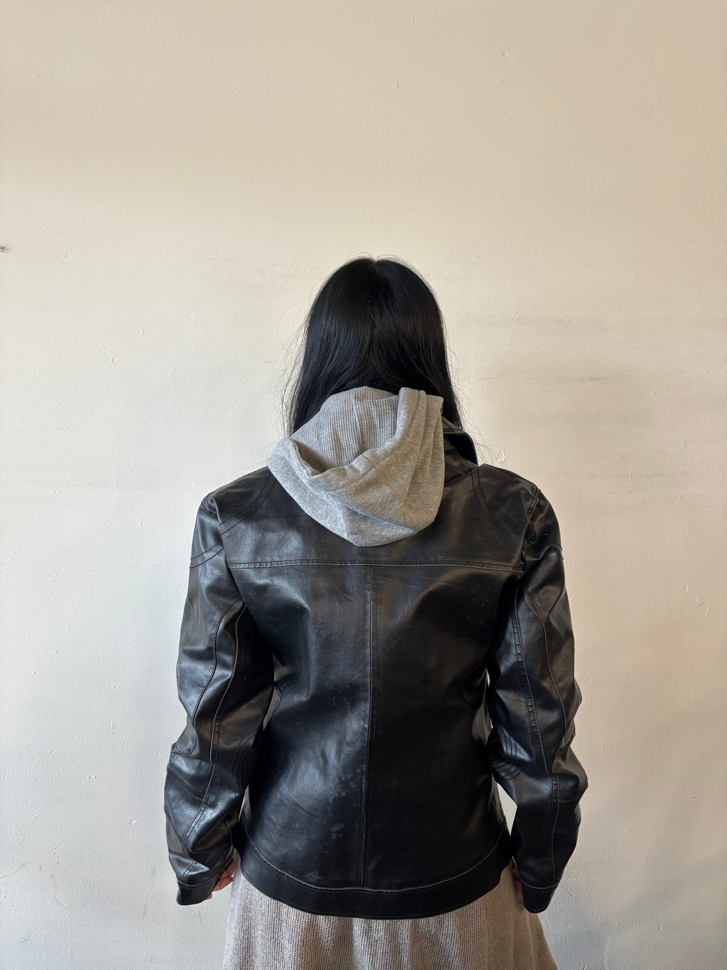 Vintage Guess Hoodie Leather Jacket