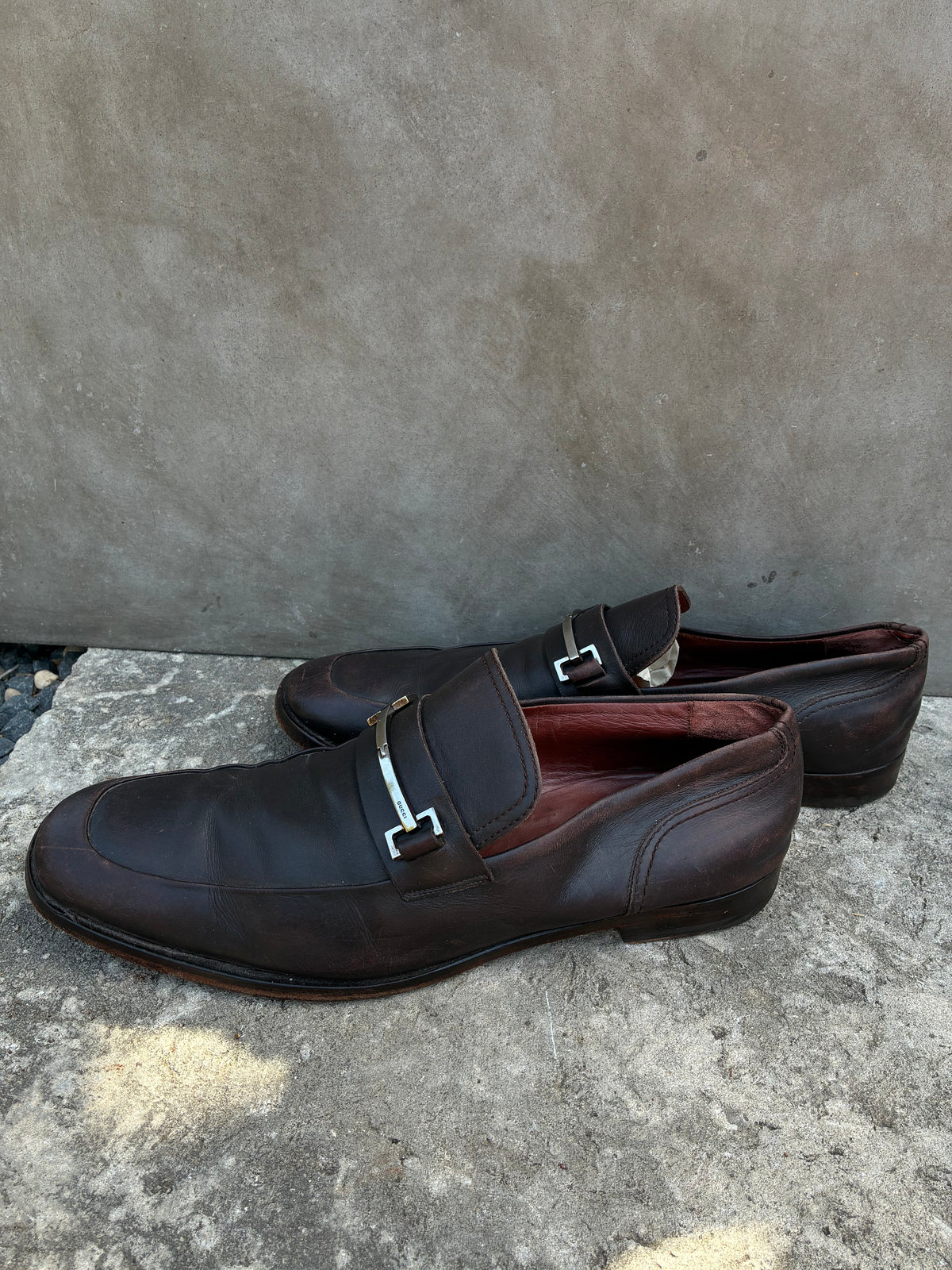 Vintage Gucci Brown Leather Loafers