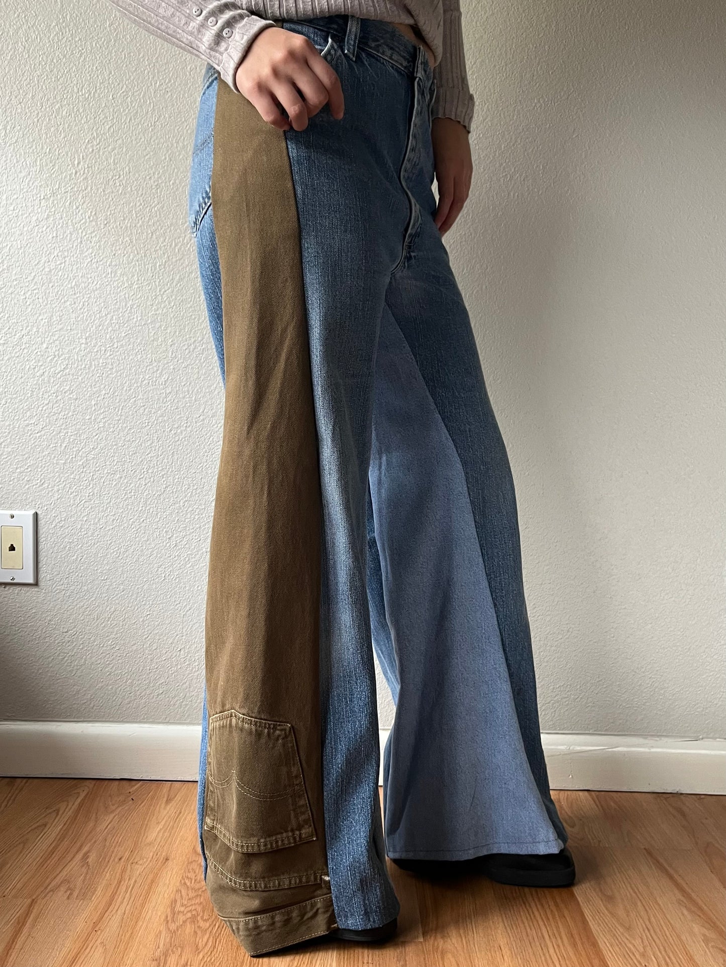 Reconstructed Lee Wide Denim Jeans