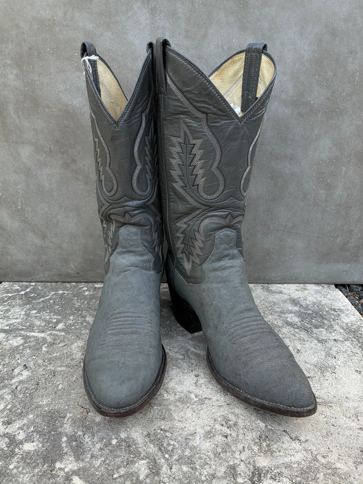 Vintage 1980s Panhandle Slim Gray Leather Cowboy Boots