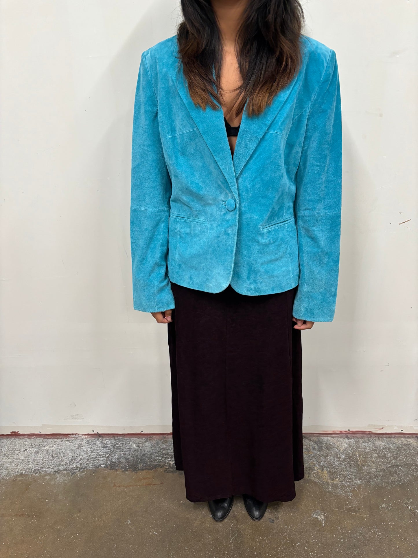 Vintage Blue Bernardo Suede Jacket