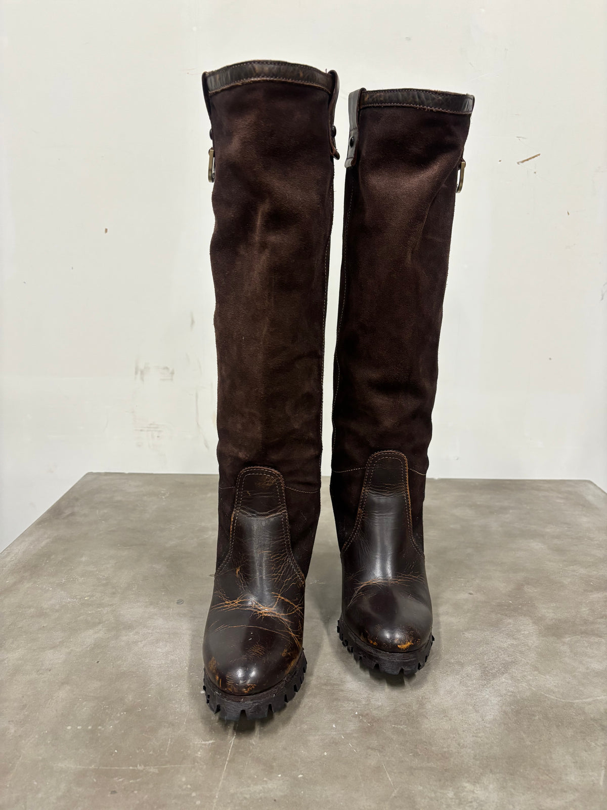 Vintage Brown RAFE Leather Knee High Boots