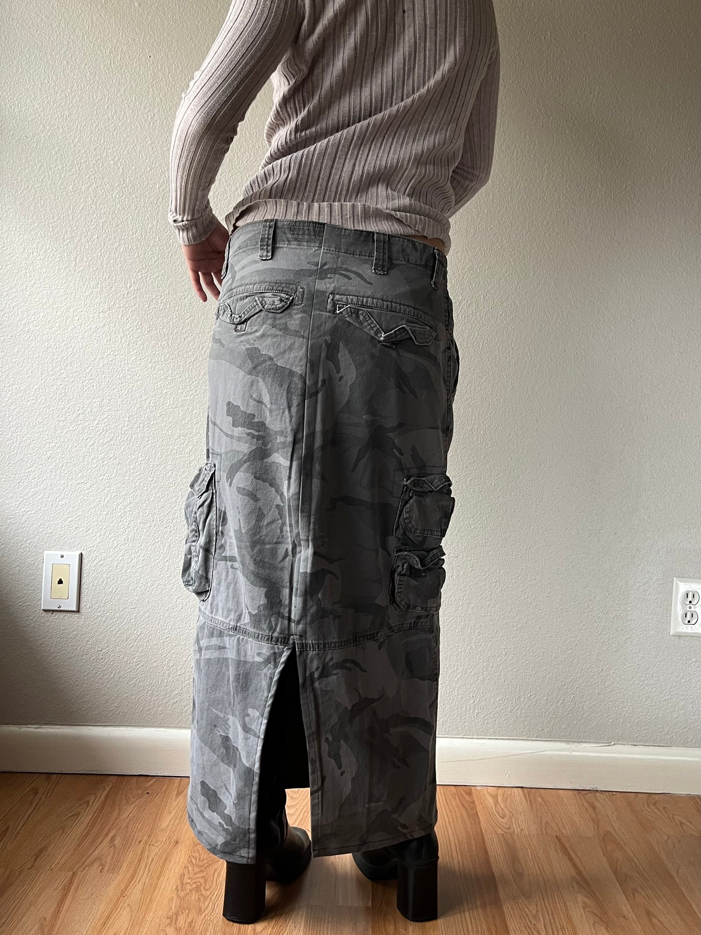 Grey Camo Wrangler Maxi Skirt