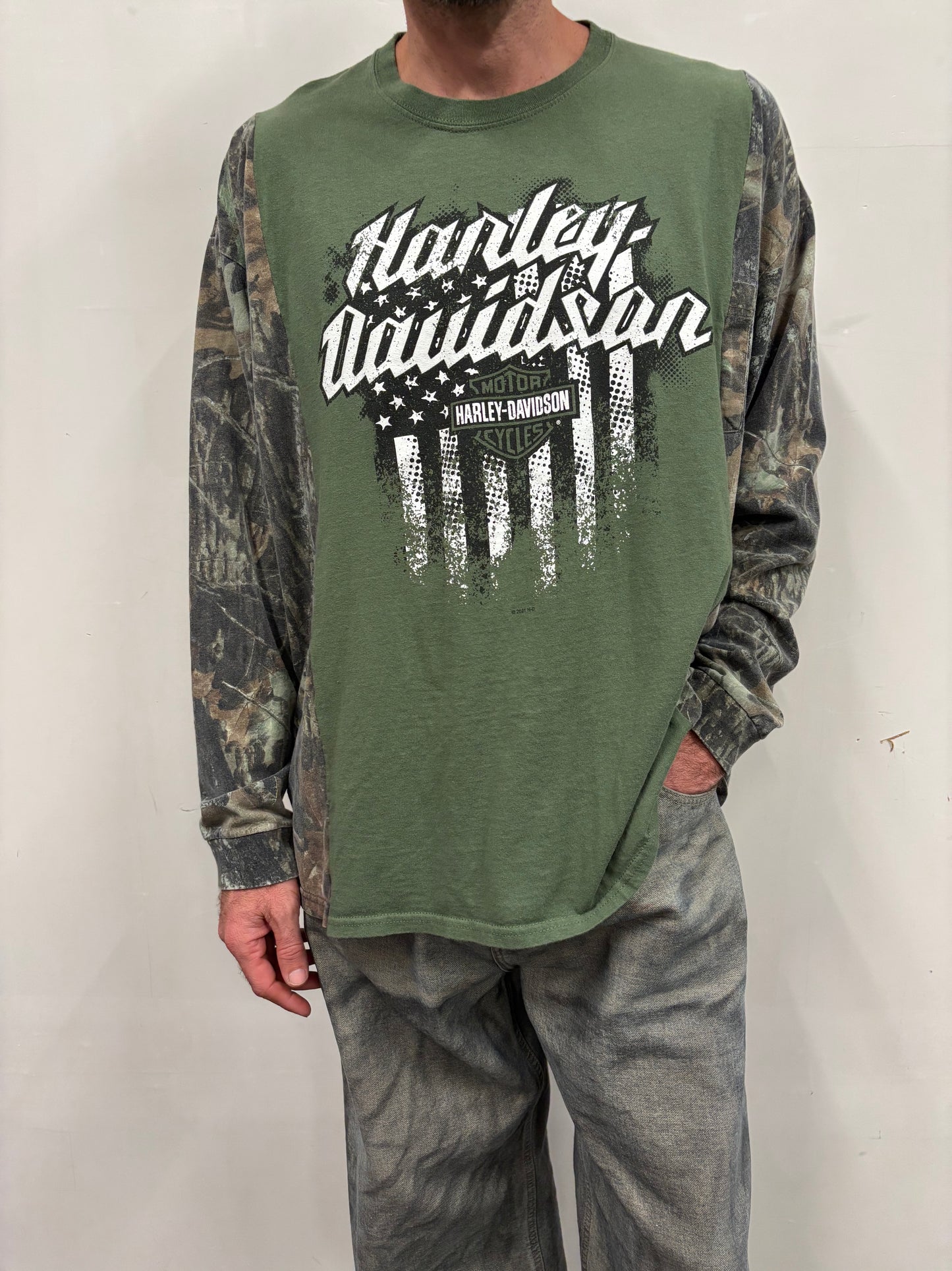 Reworked Harley Davidson Camo Shirt
