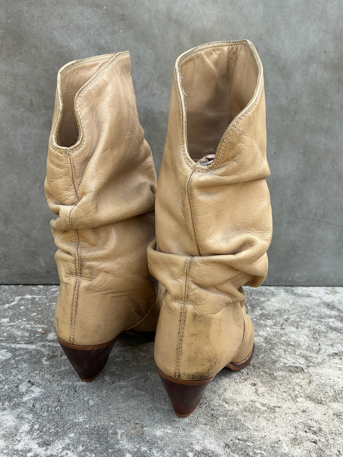 Vintage 1980s Zodiac Metal Toe Ankle Slouchy Boots