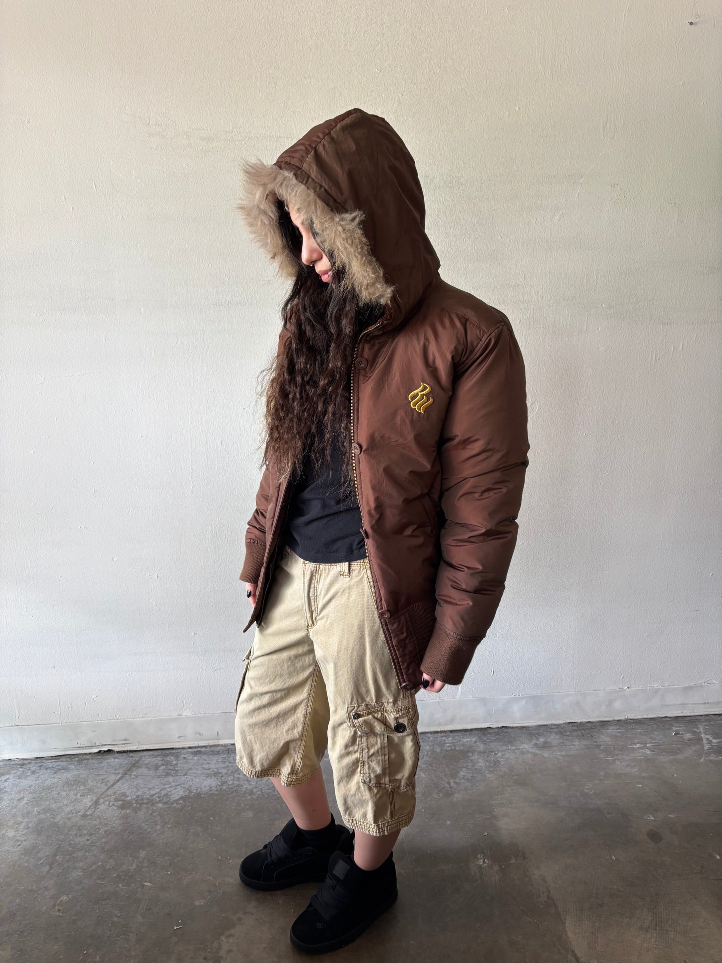 Vintage Roca Wear Brown Fur Puffer Jacket