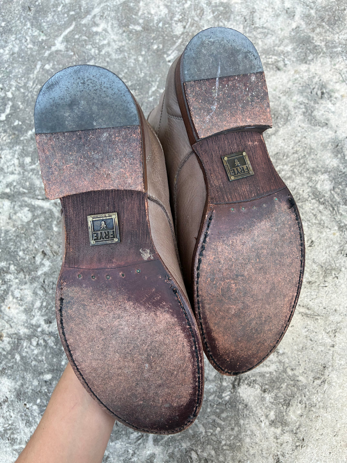 Vintage Frye Lace Up Grey Boots