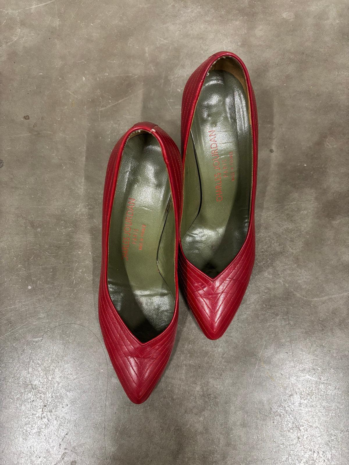 Vintage Red Charles J Kitten Heels