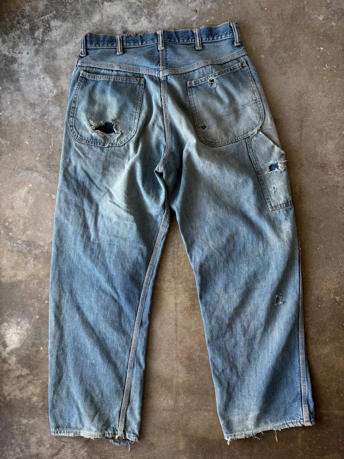 Vintage 1970s Big Mac Distressed Faded Repaired Denim