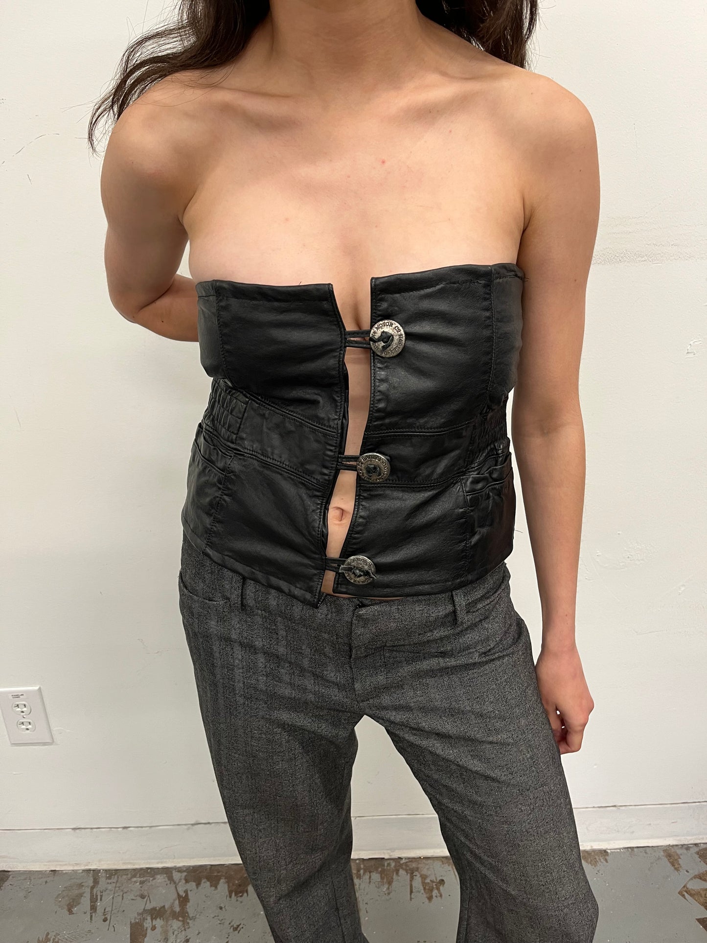 Reconstructed Harley Davidson Leather Corset