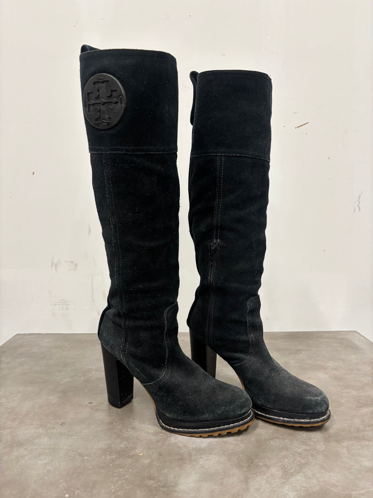 Tory Burch Black Suede Knee High Boots