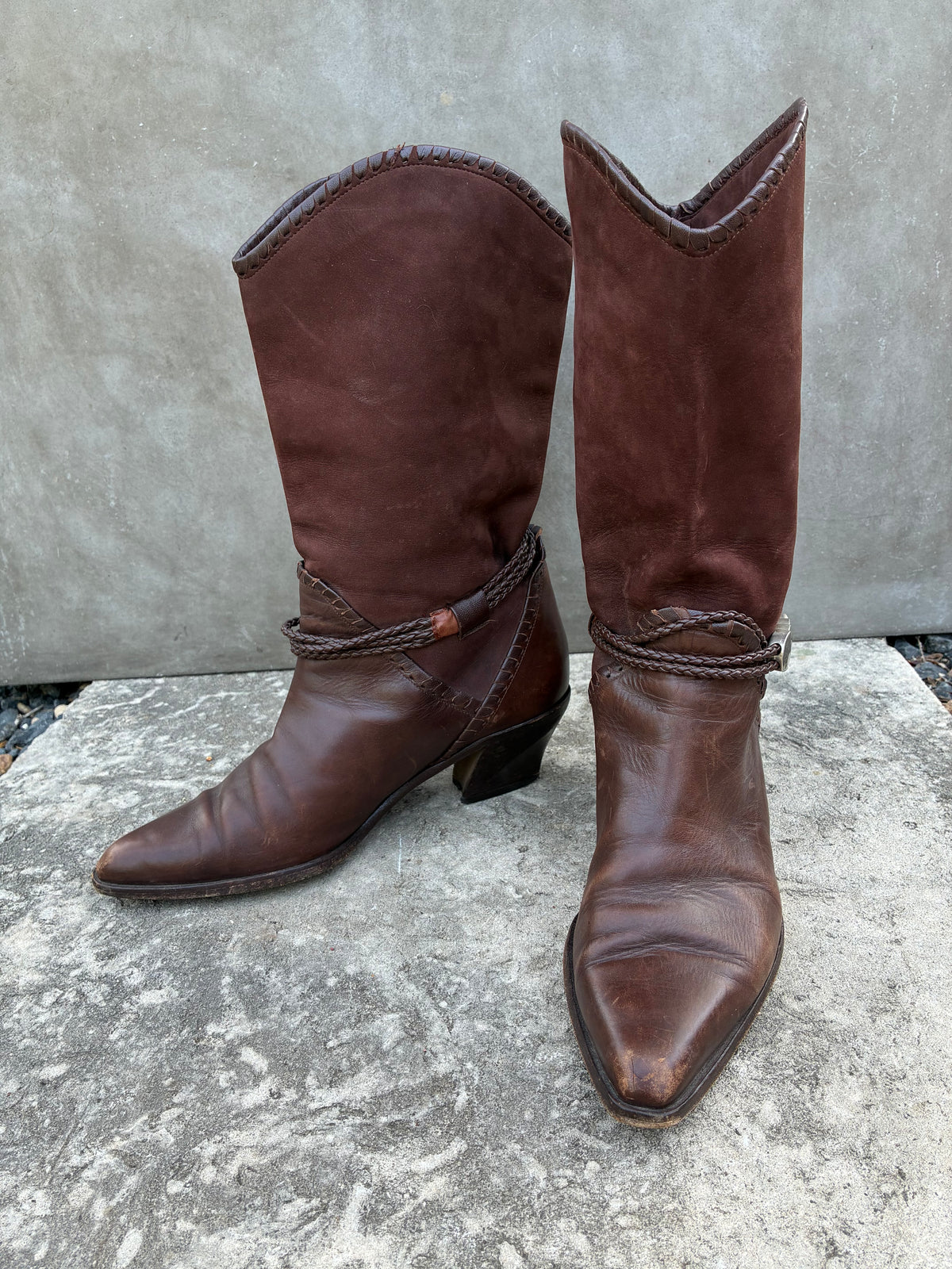 Vintage Via Spiga Brown Leather Cowboy Boots