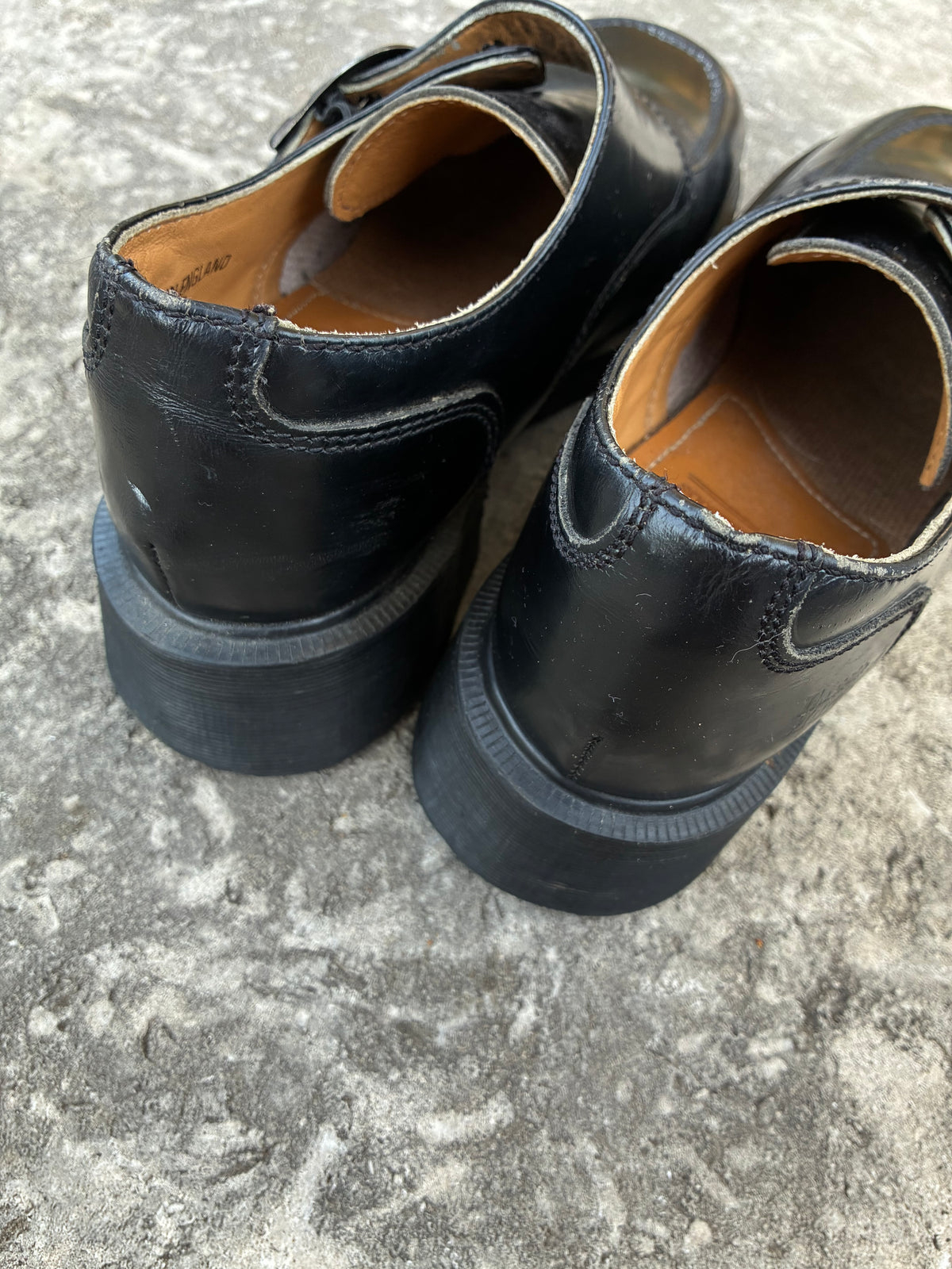 Vintage Dr. Martens Black Leather Buckle Loafer w Chunky Soles