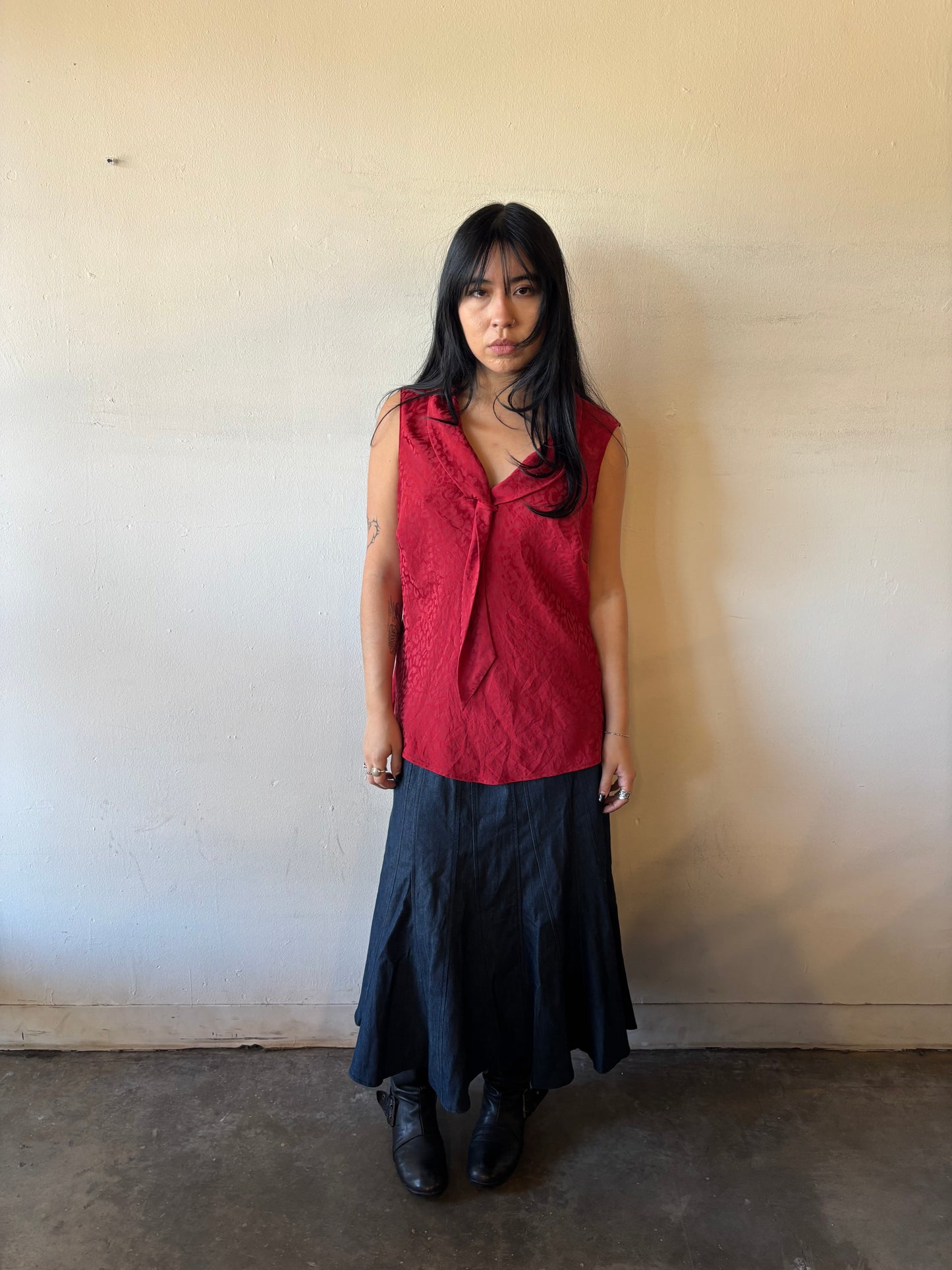 Vintage Red Silk Blouse