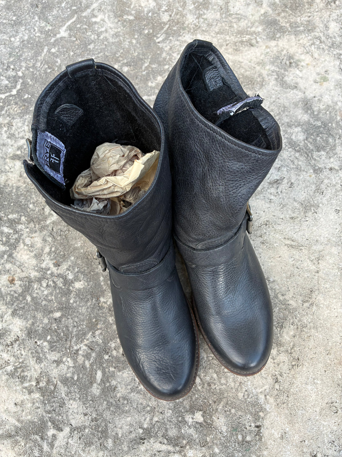 Vintage FRYE Black Leather Harness Boots