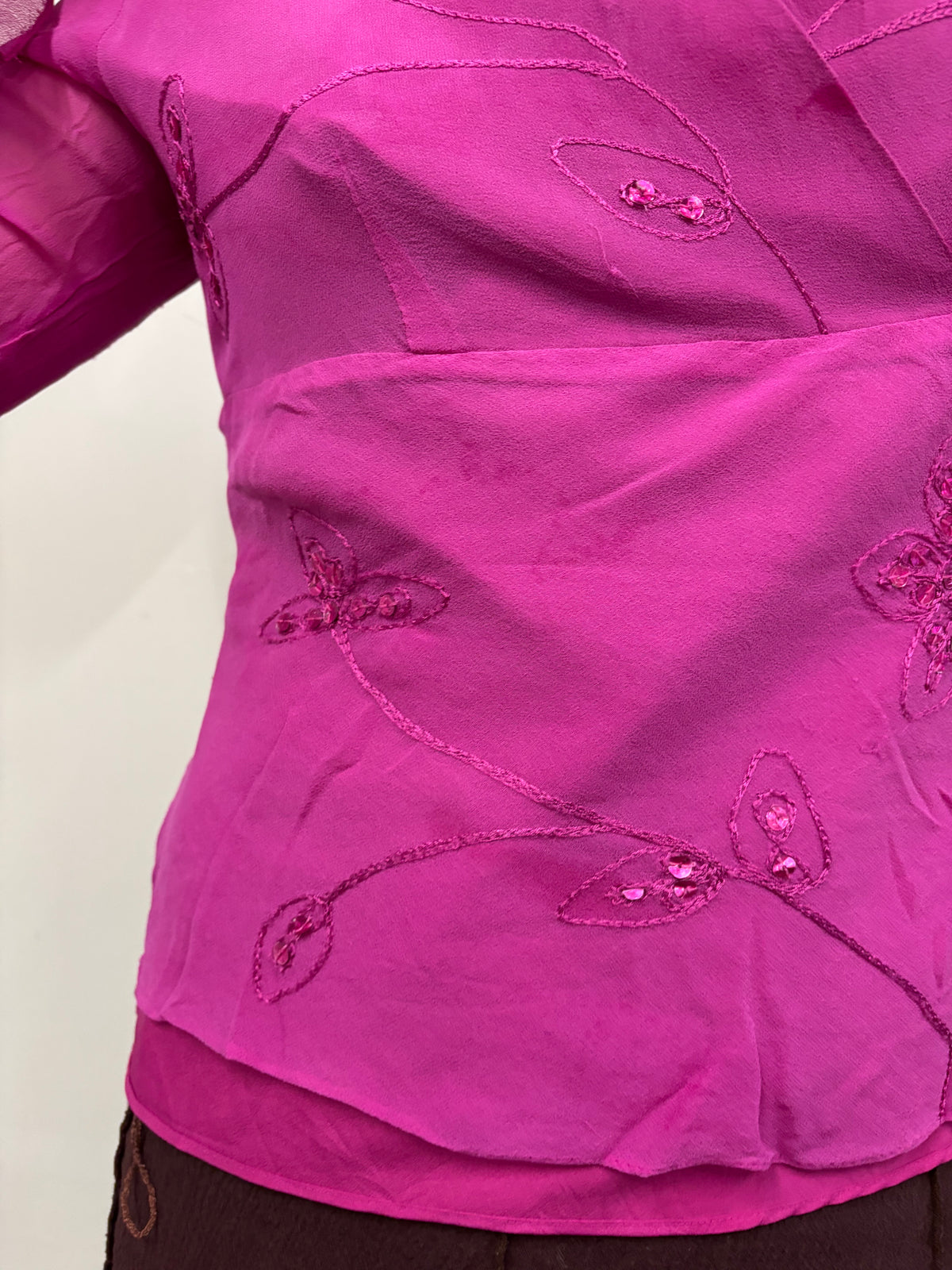 Ann Carson Beaded Silk Top