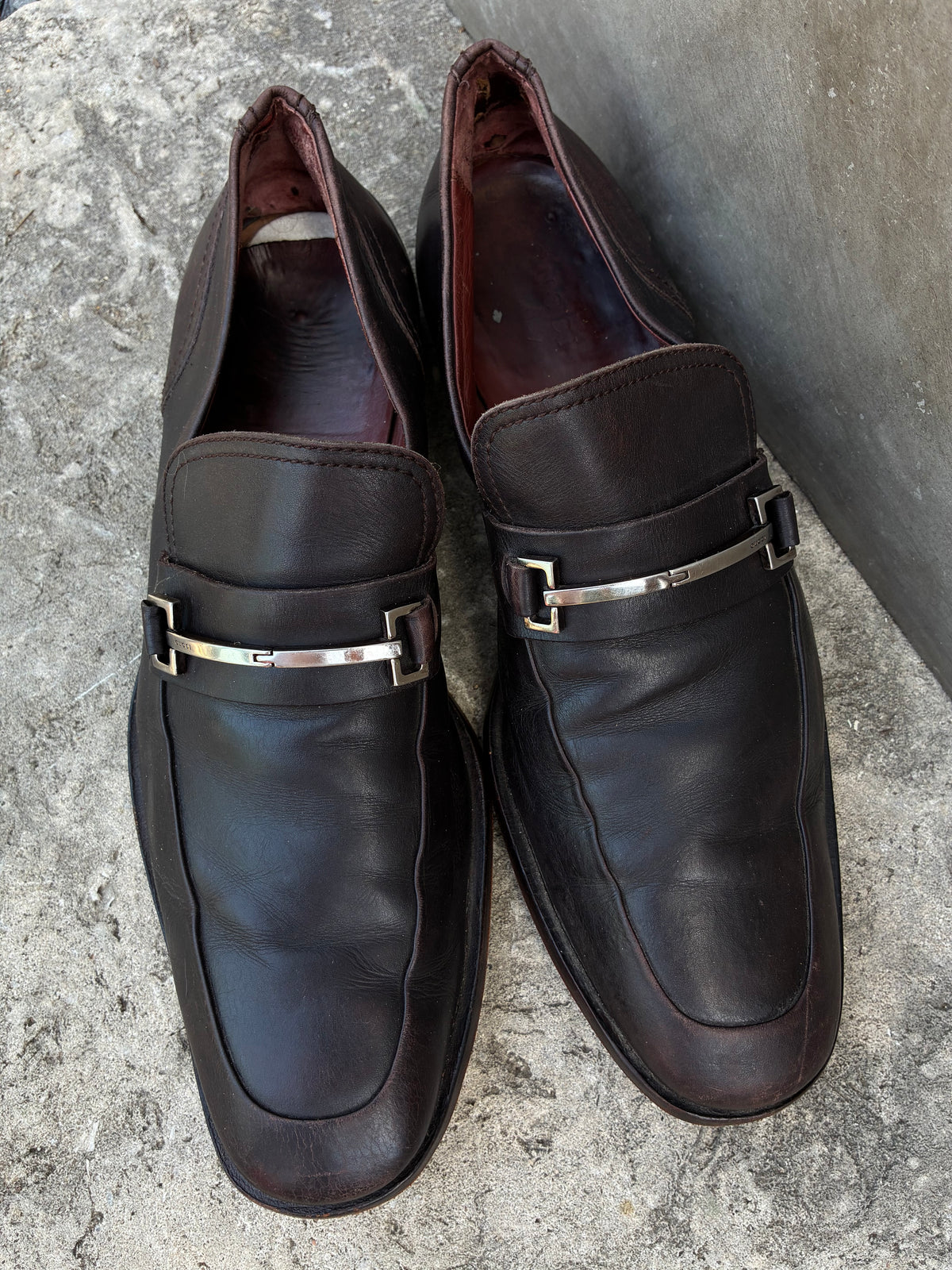 Vintage Gucci Brown Leather Loafers