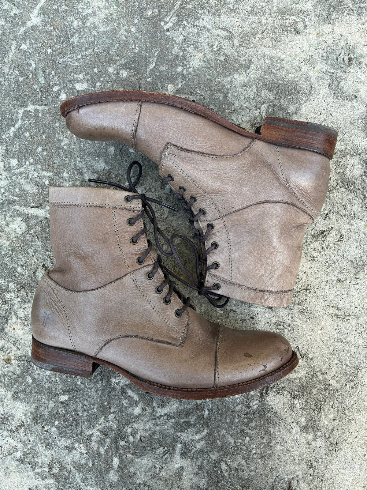Vintage Frye Lace Up Grey Boots