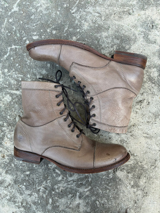 Vintage Frye Lace Up Grey Boots