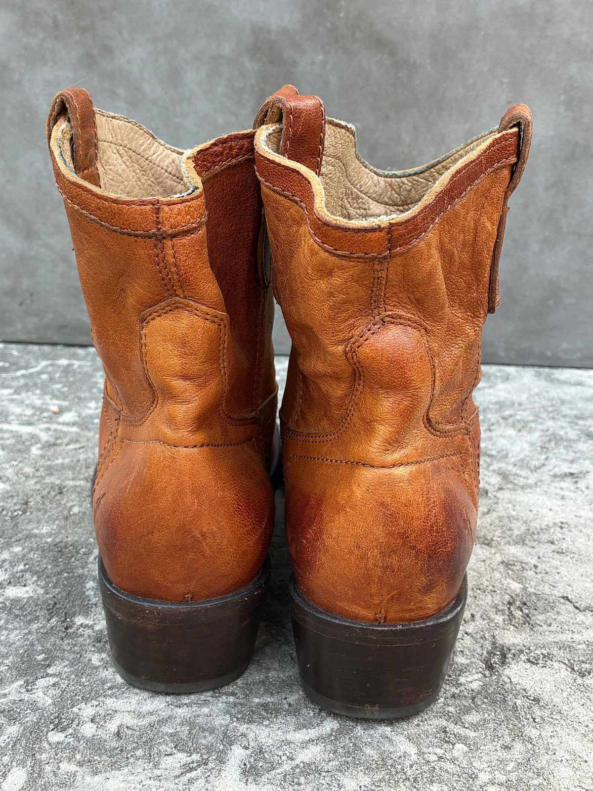 Vintage Brown Frye Billy Short Leather Boots
