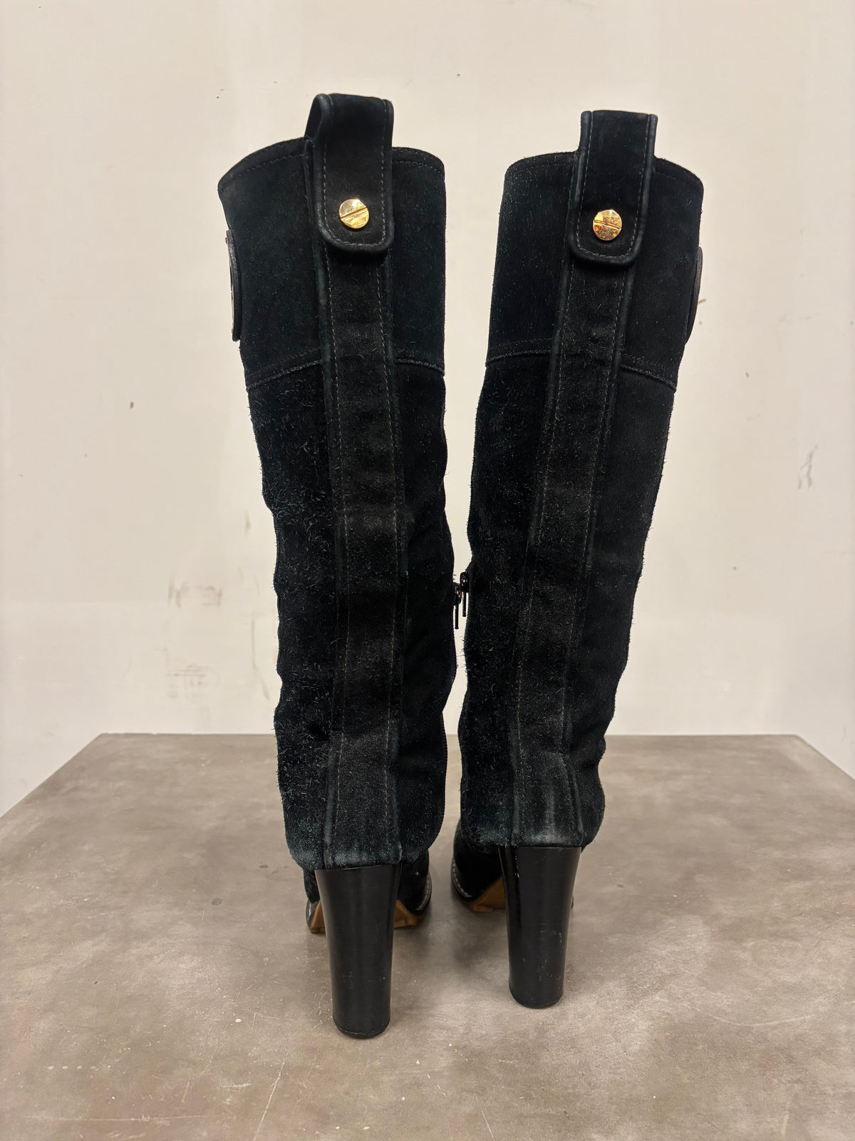 Tory Burch Black Suede Knee High Boots