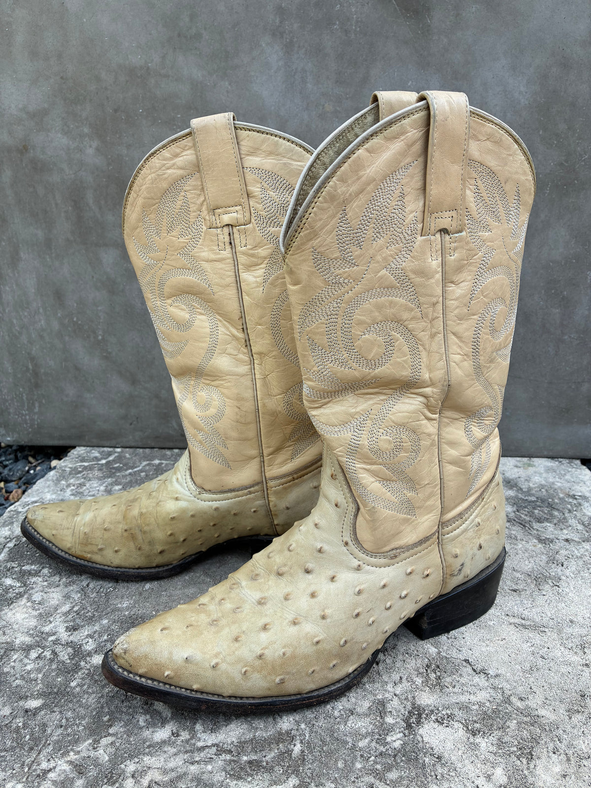Vintage 1990s Red Diamond Ostrich Cowboy Boots