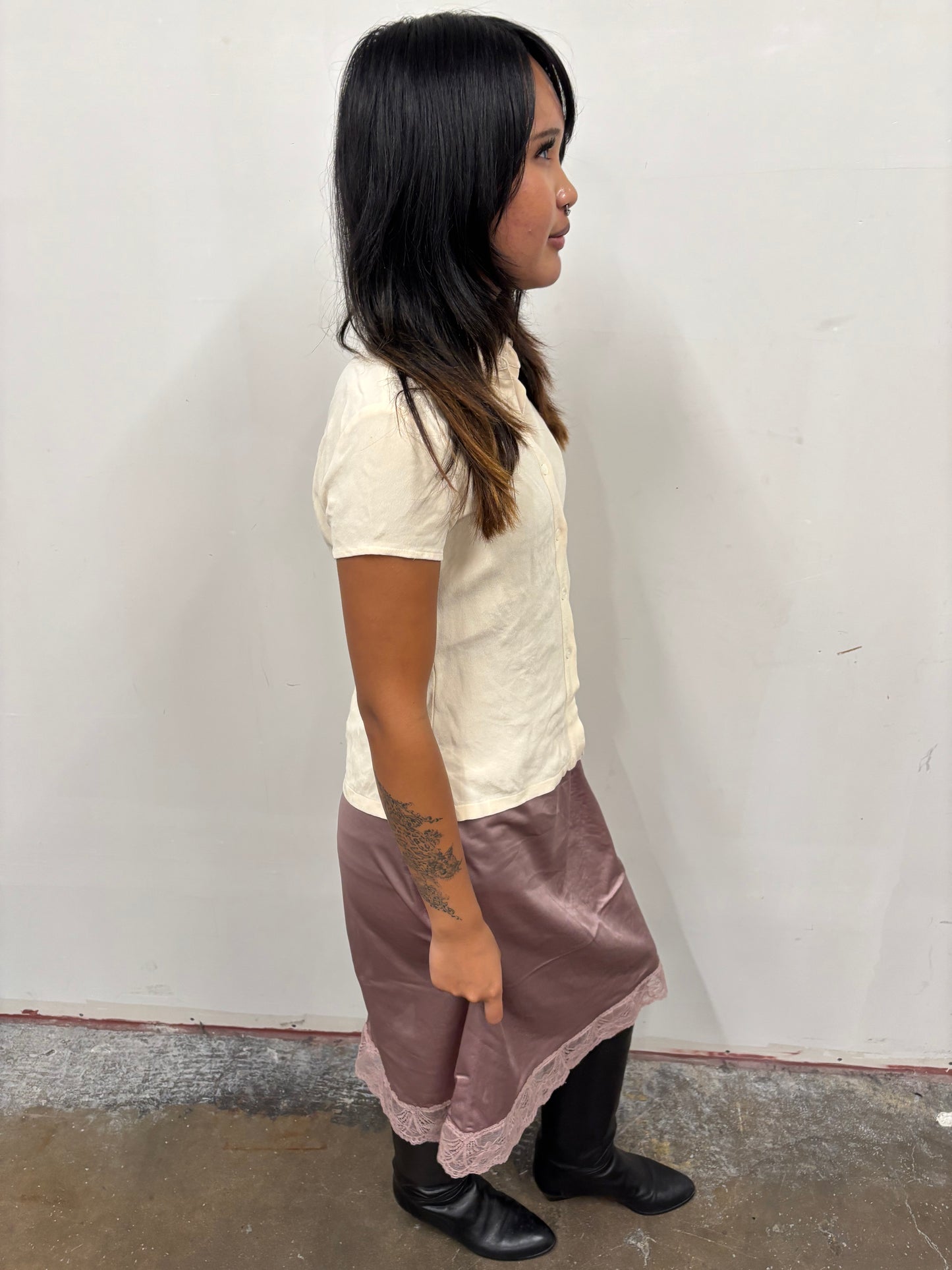 Ann Taylor Creme Sheer Top