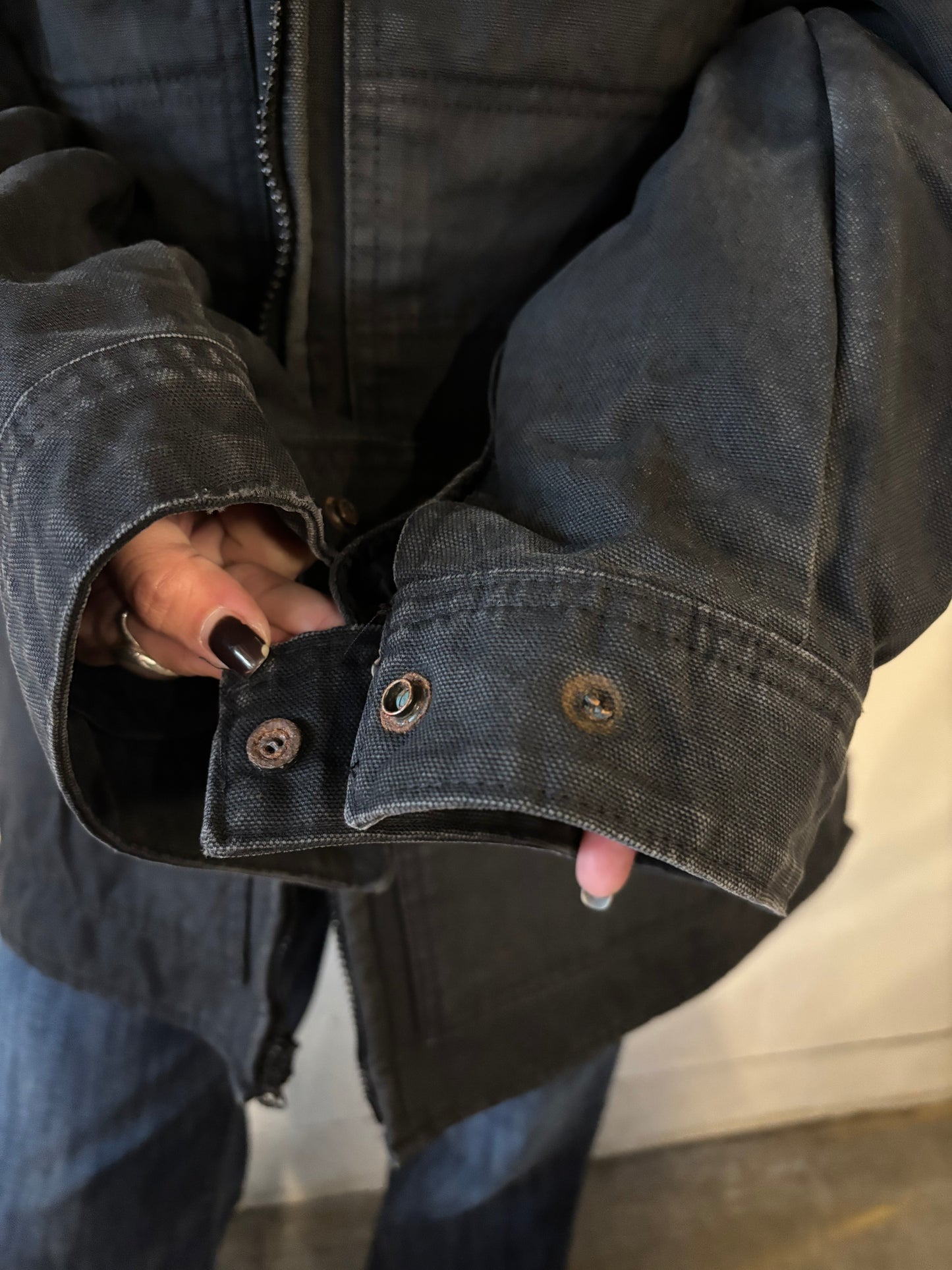 Vintage Black Hooded Canvas Jacket